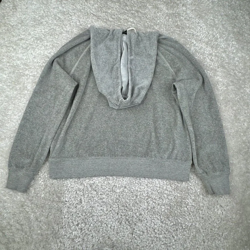 J. Crew Velour Pullover Hoodie Gray